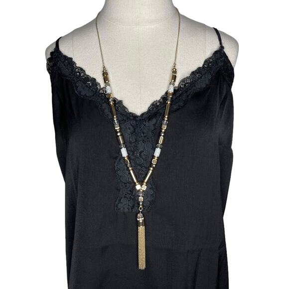 The Limited Gold and Silver Beaded Tassel Necklace - Picture 1 of 7